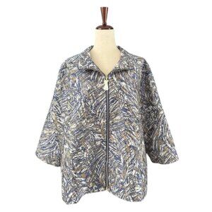 DRAPER'S & DAMON'S Jacquard Jacket Tapestry Gold Blue White Abstract Plus 2X NWO